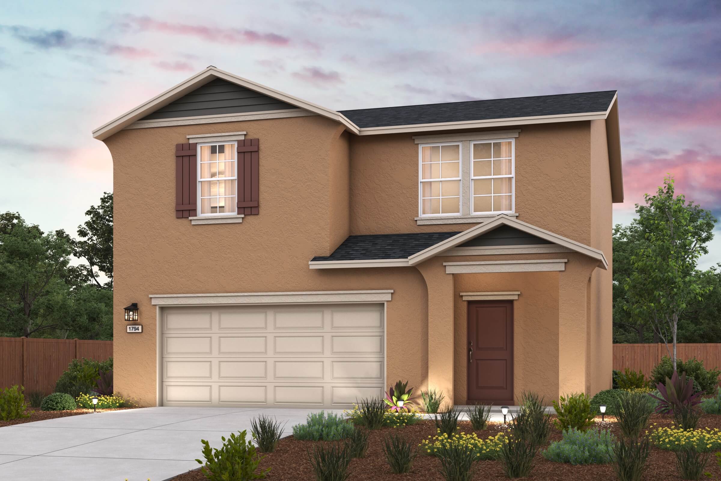 A house with a garage.