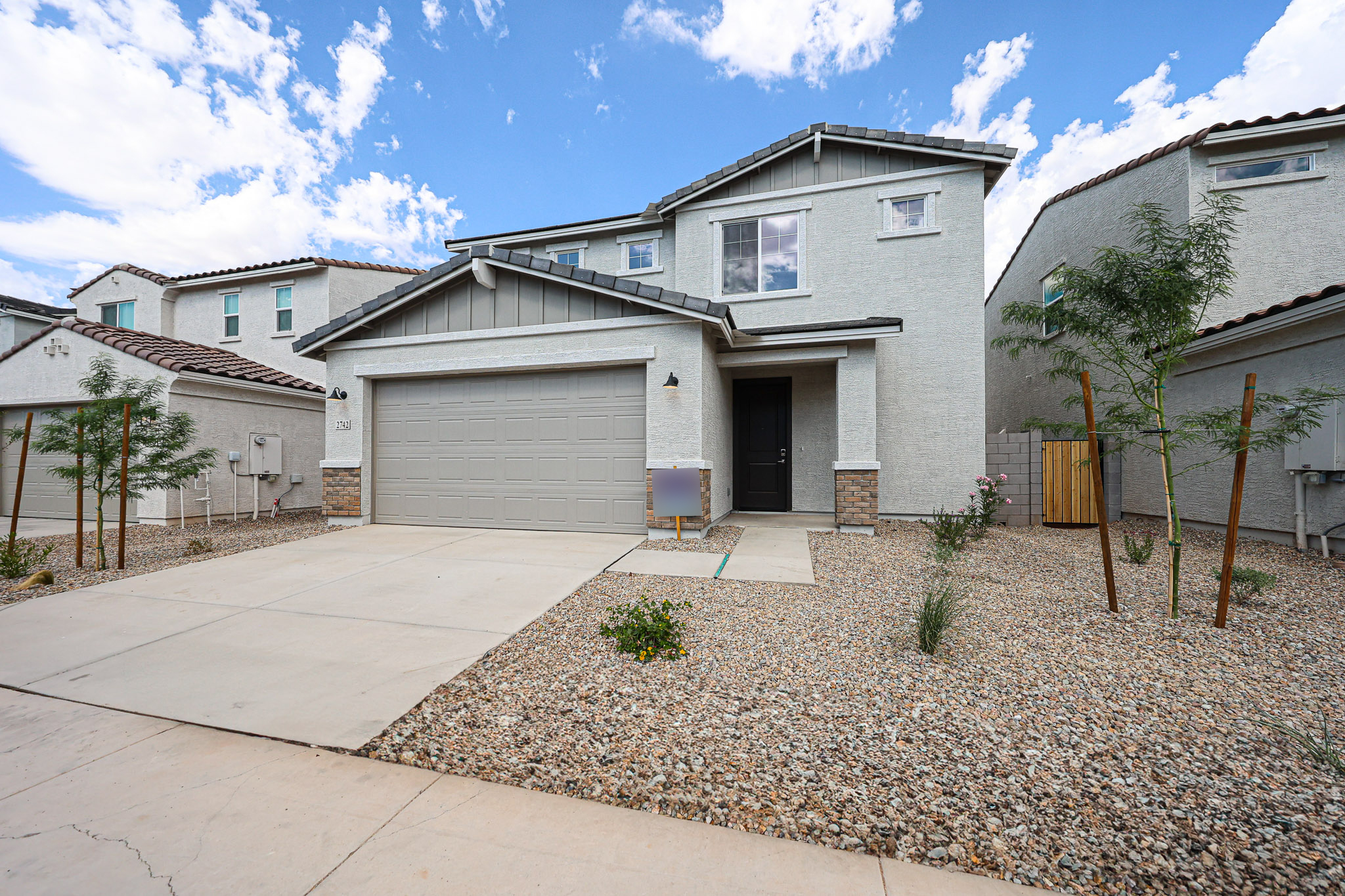 A house with a garage.