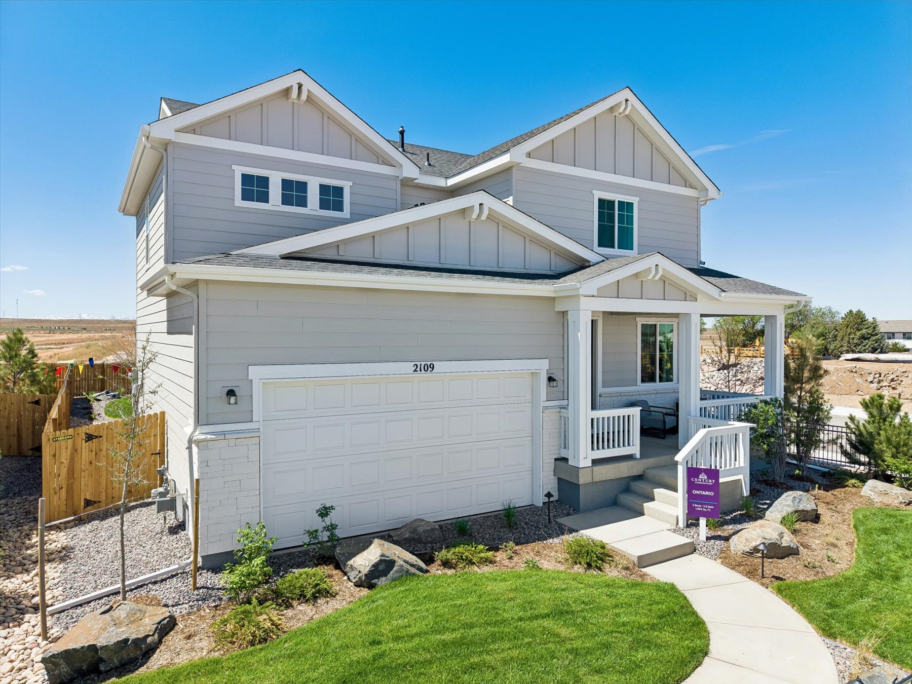 A house with a garage.