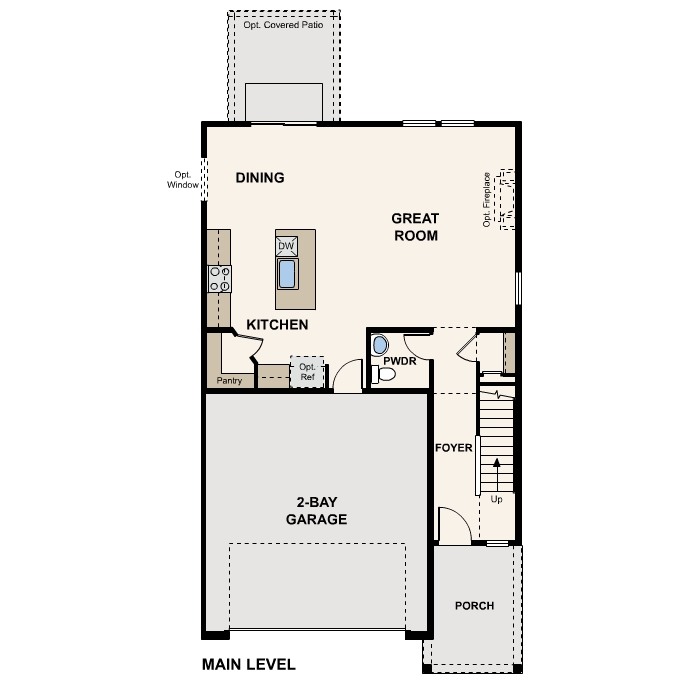 Diagram, engineering drawing. Ponderosa Floorplan, Main Level