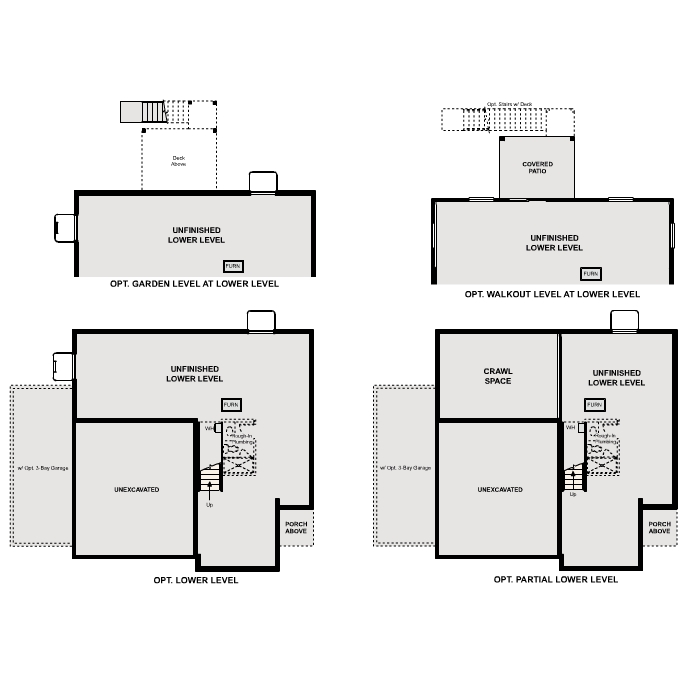 Diagram, engineering drawing. Powell Floorplan, Basement Options