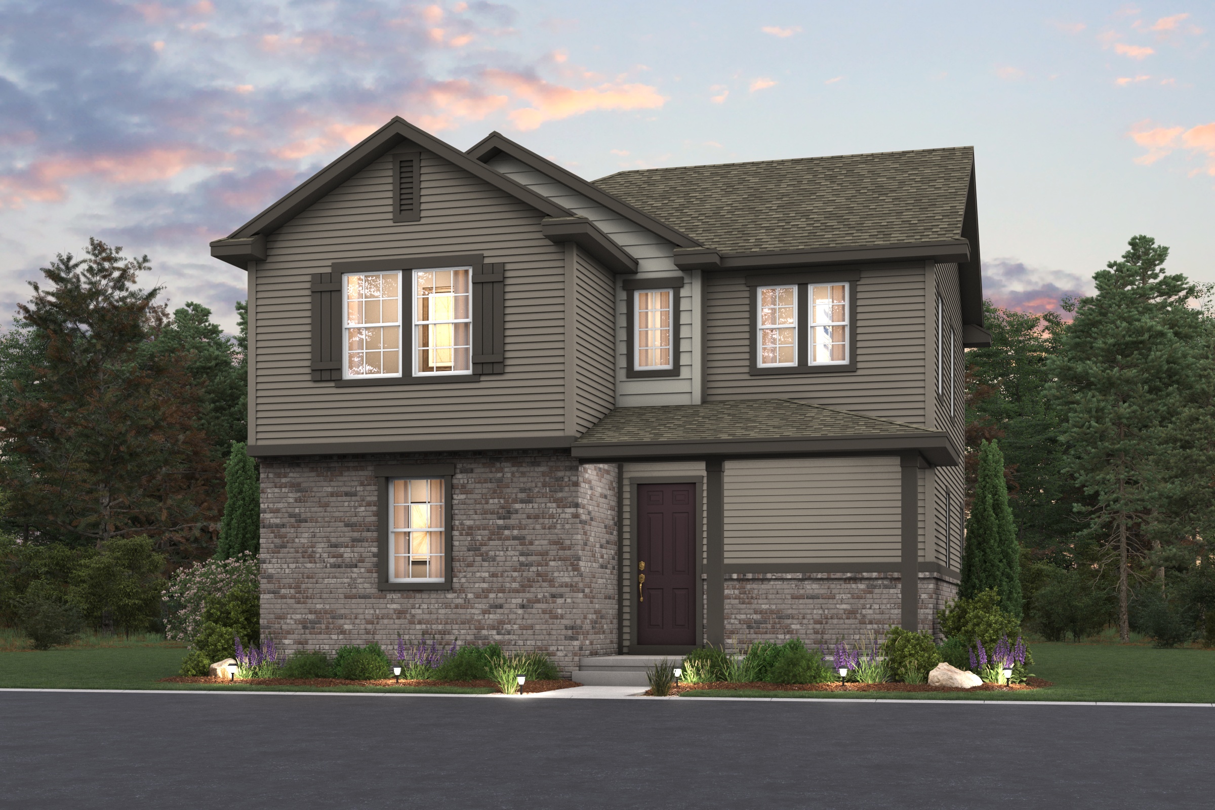 A house with a driveway.