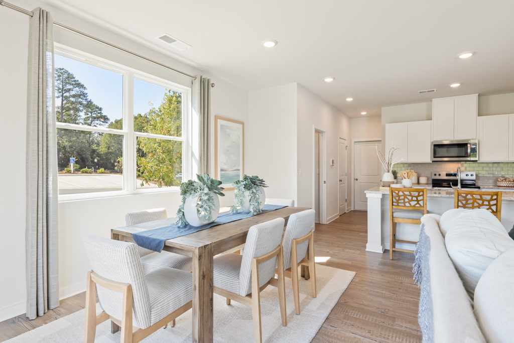 A kitchen and dining room.