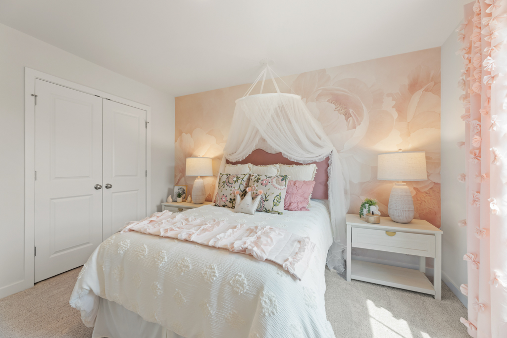 A bed with a canopy.