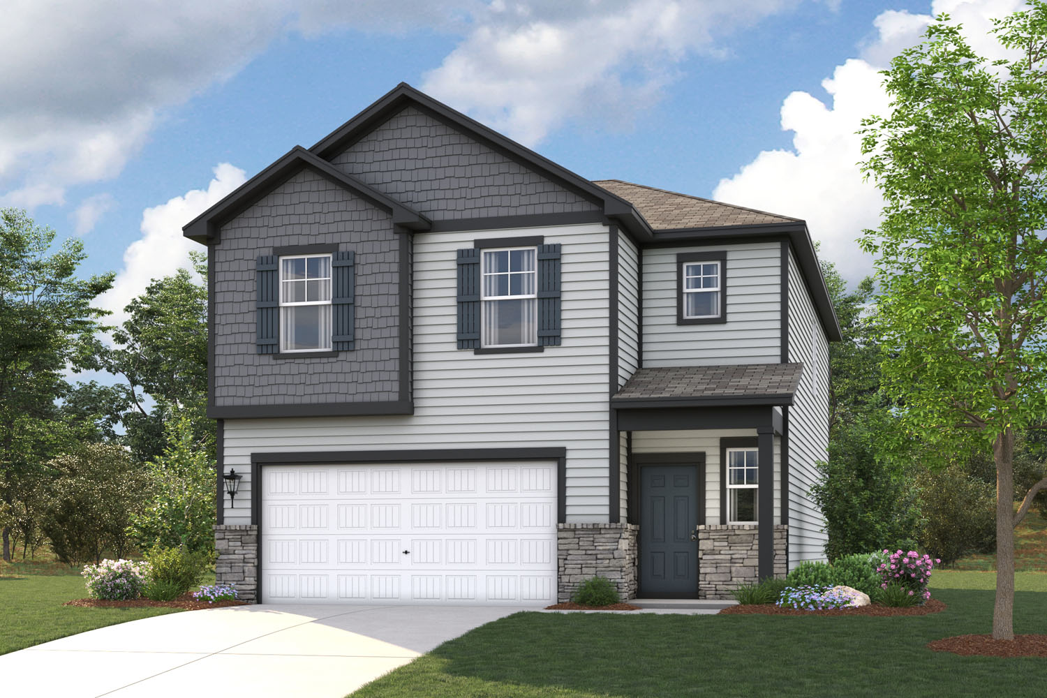 A house with a garage.