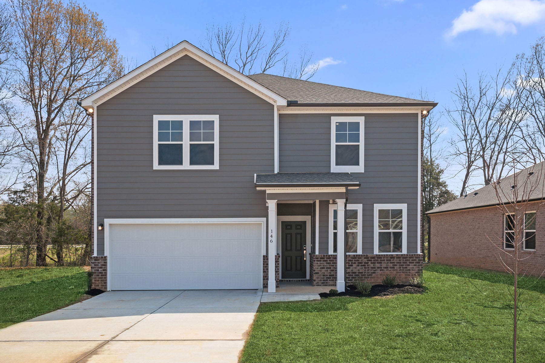 A house with a garage.