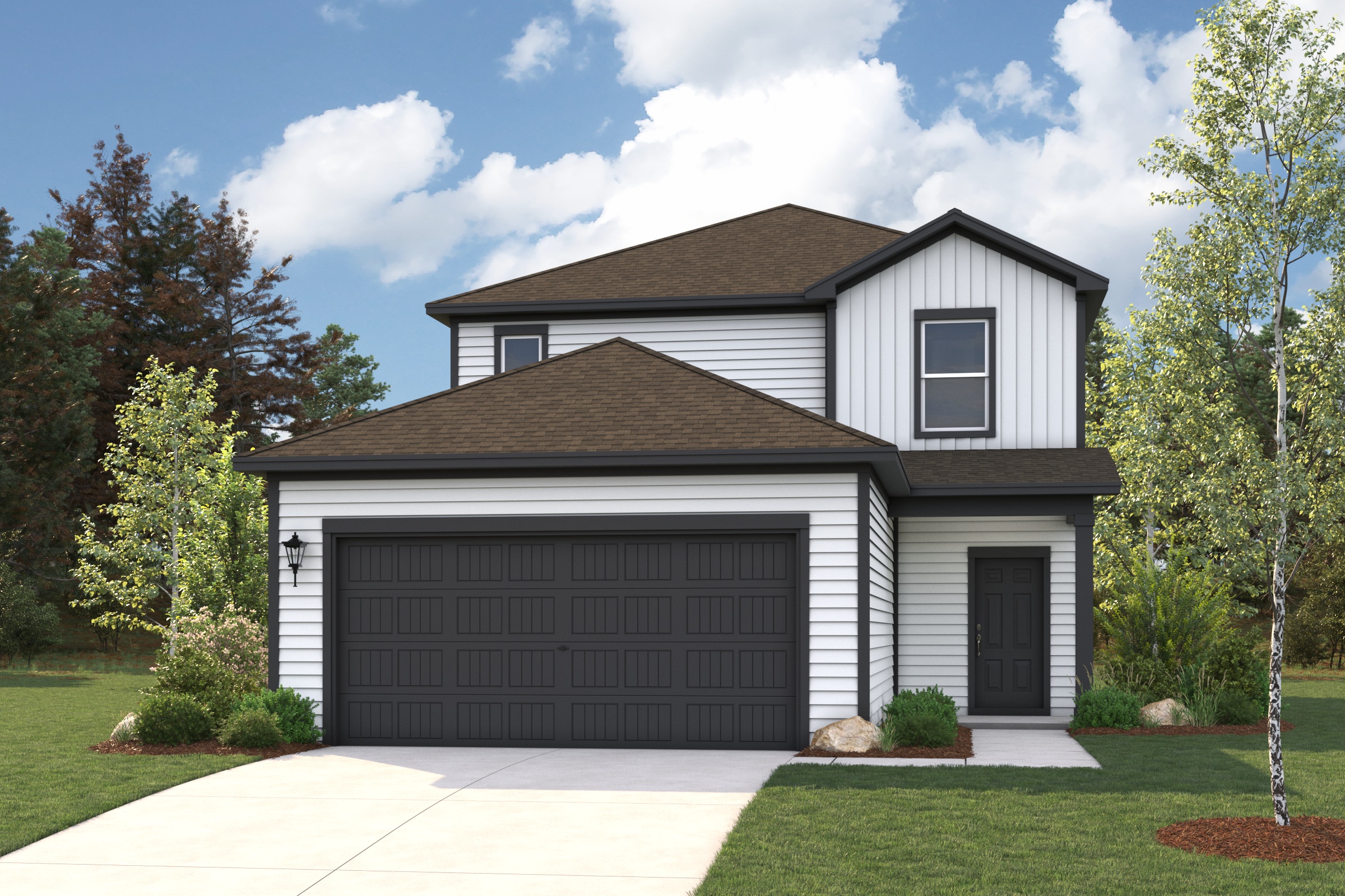 A house with a garage.