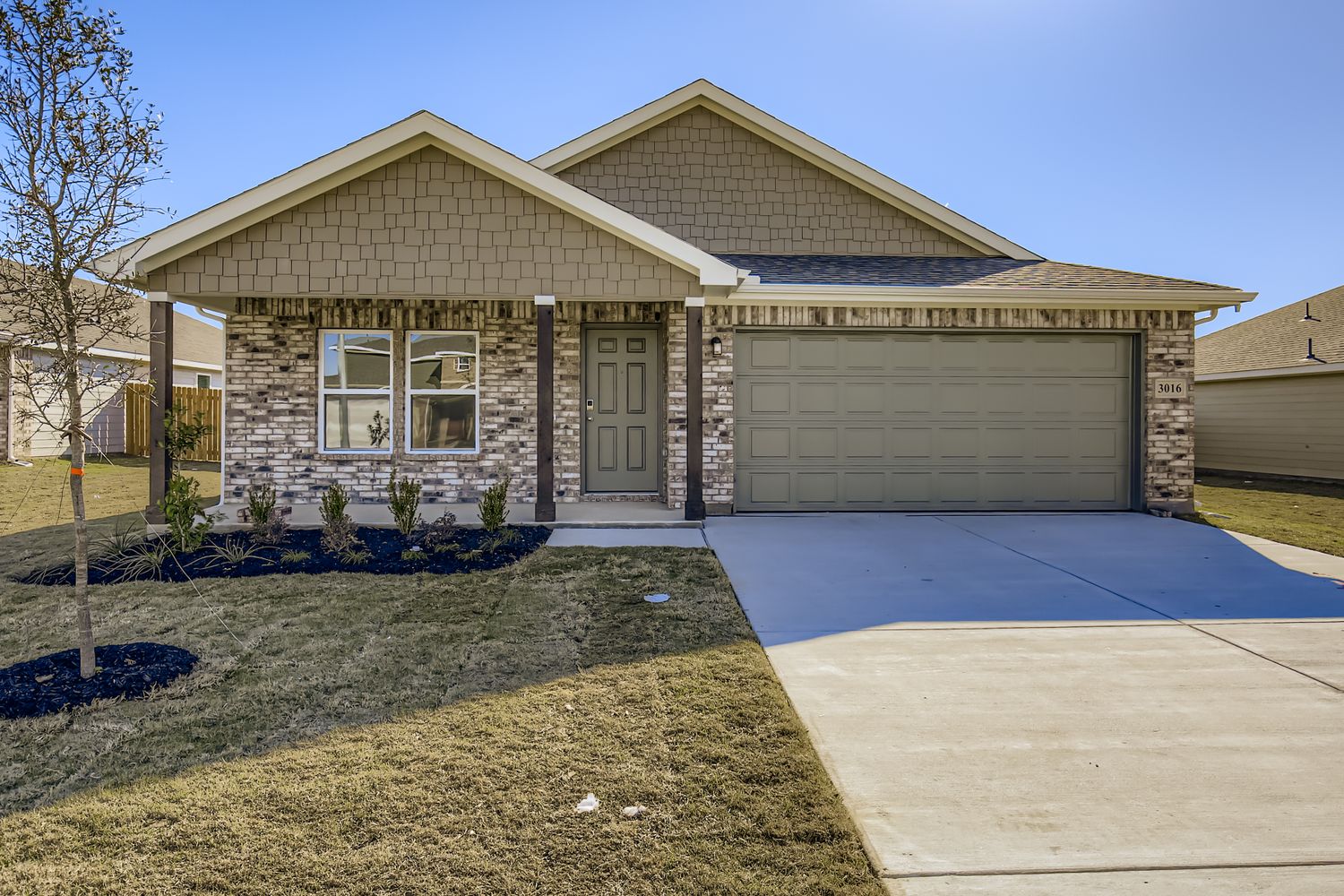 A house with a garage.
