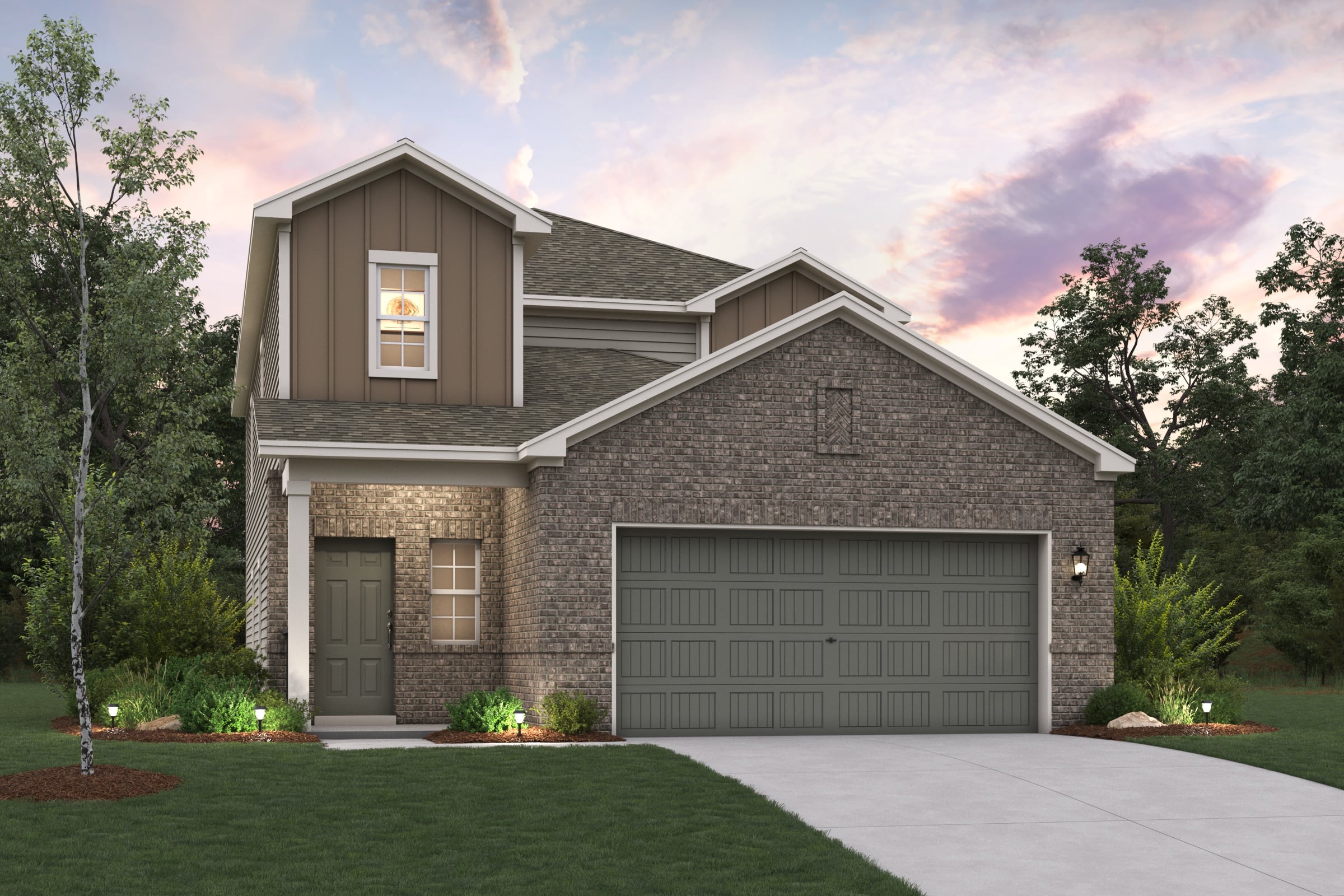 A house with a garage.