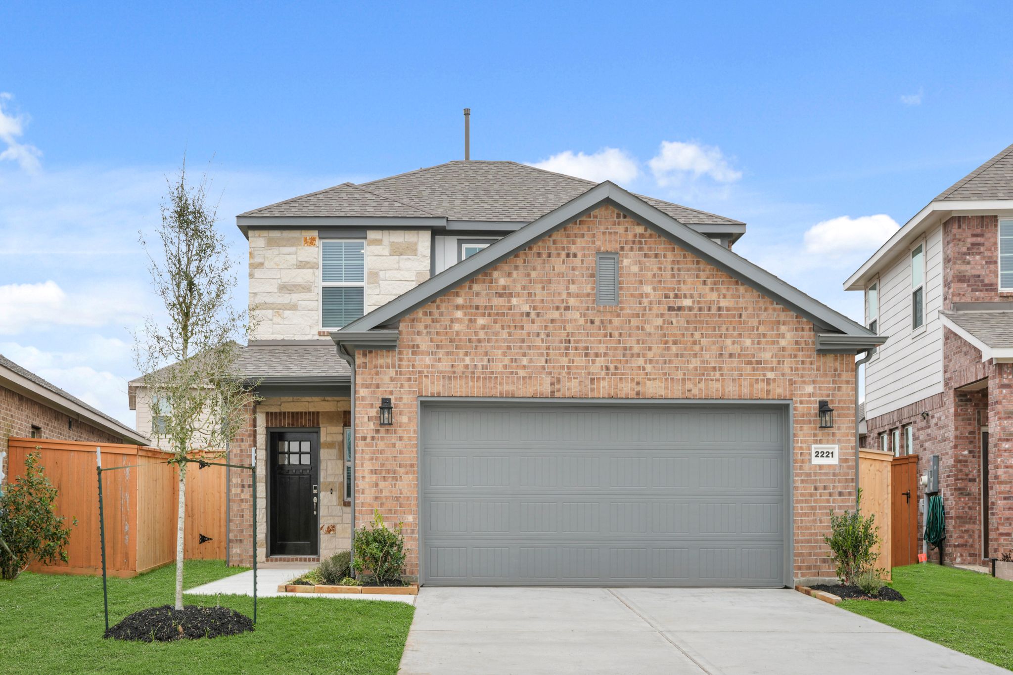 A house with a garage.
