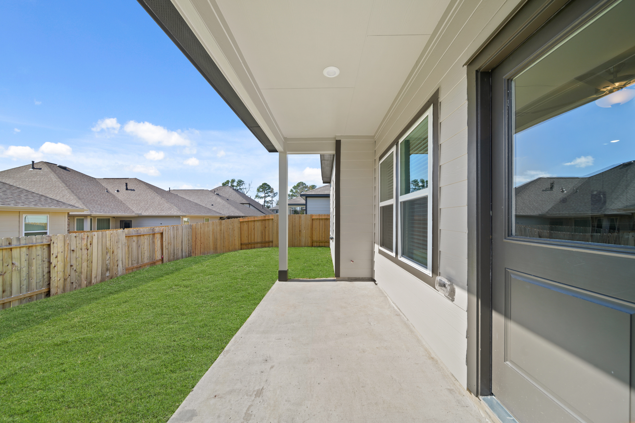 A walkway between two buildings.
