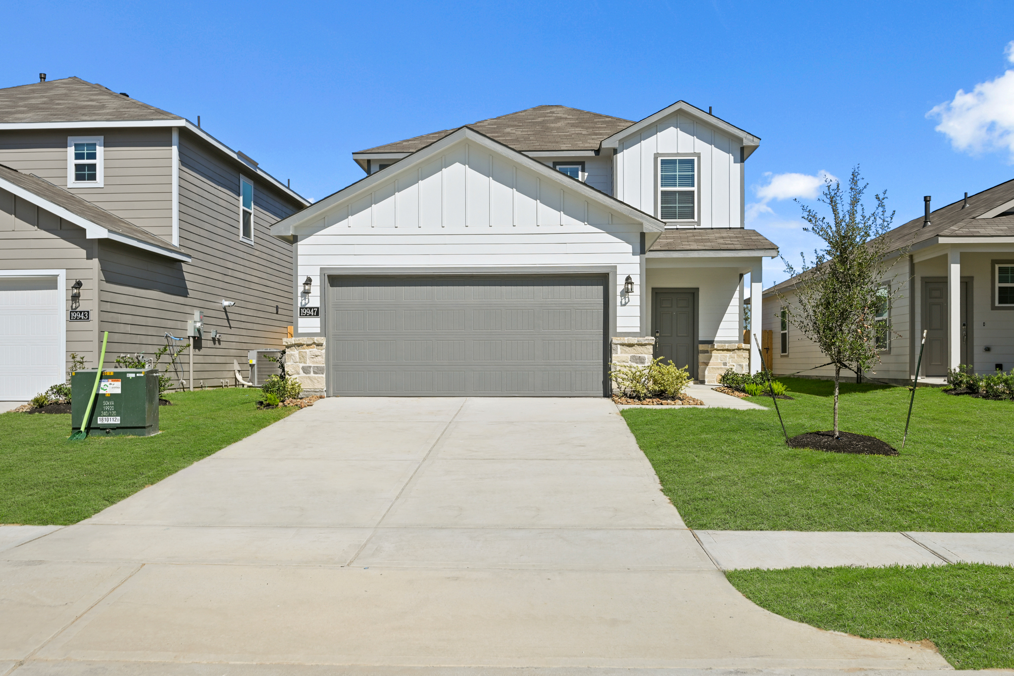 A house with a garage.