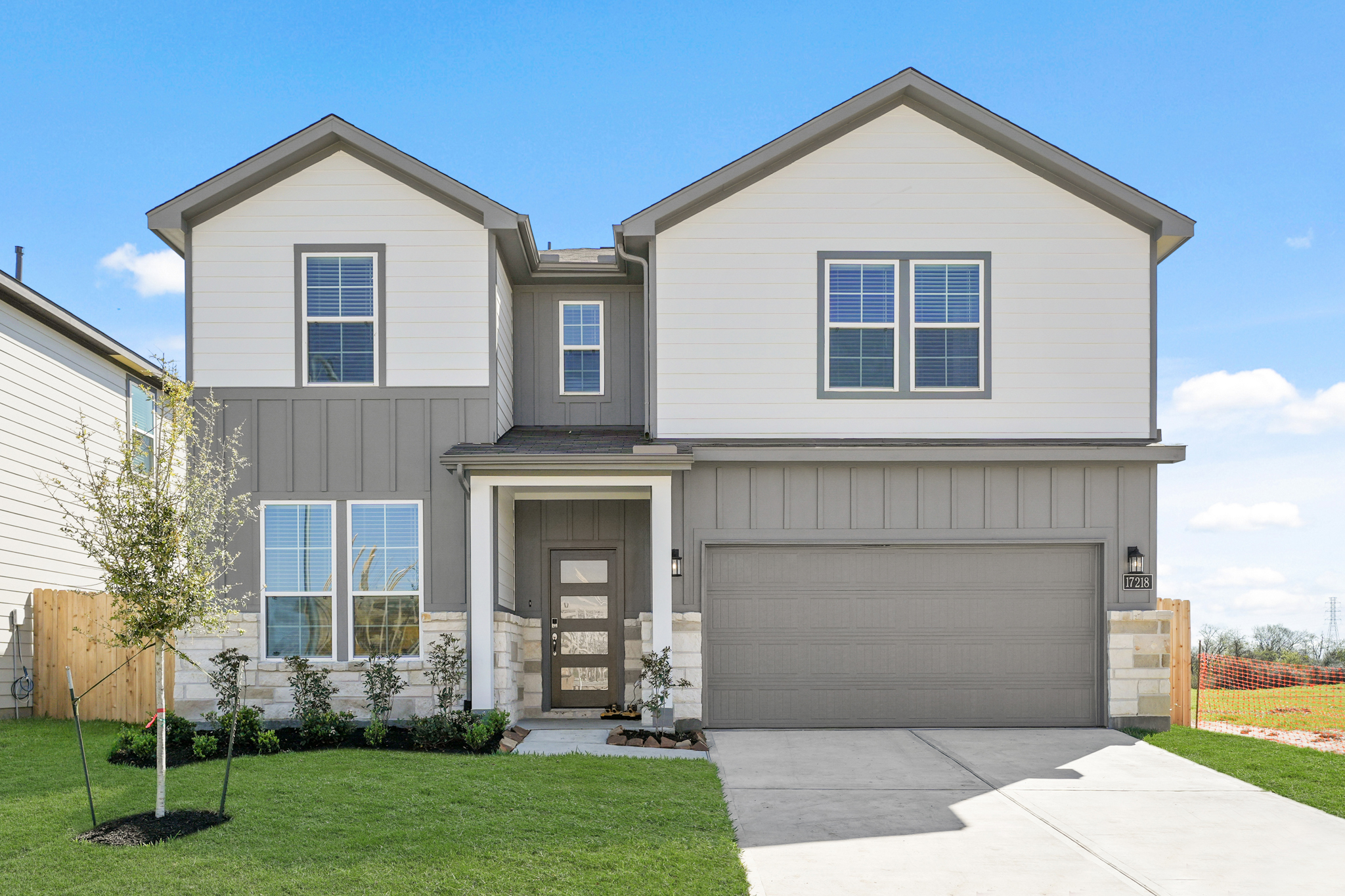 A house with a garage.