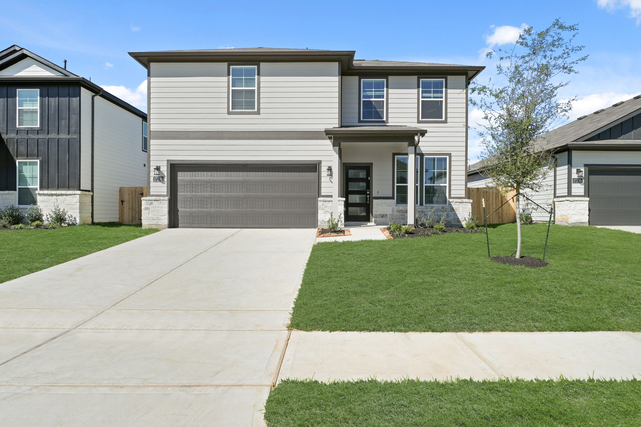 A house with a driveway.