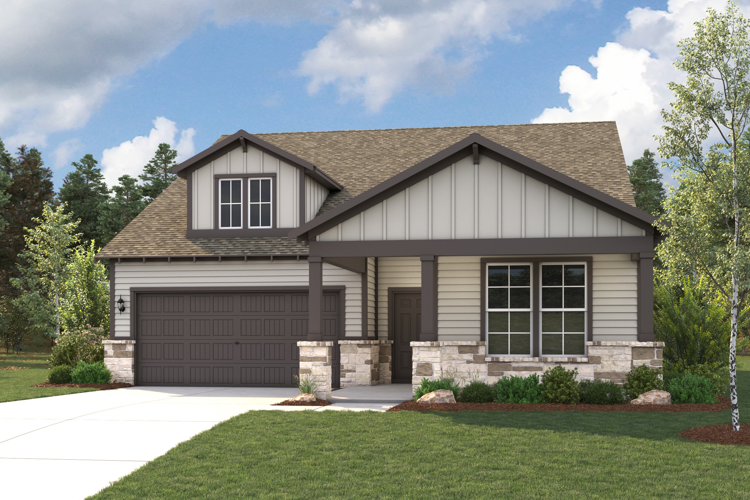 A house with a garage.
