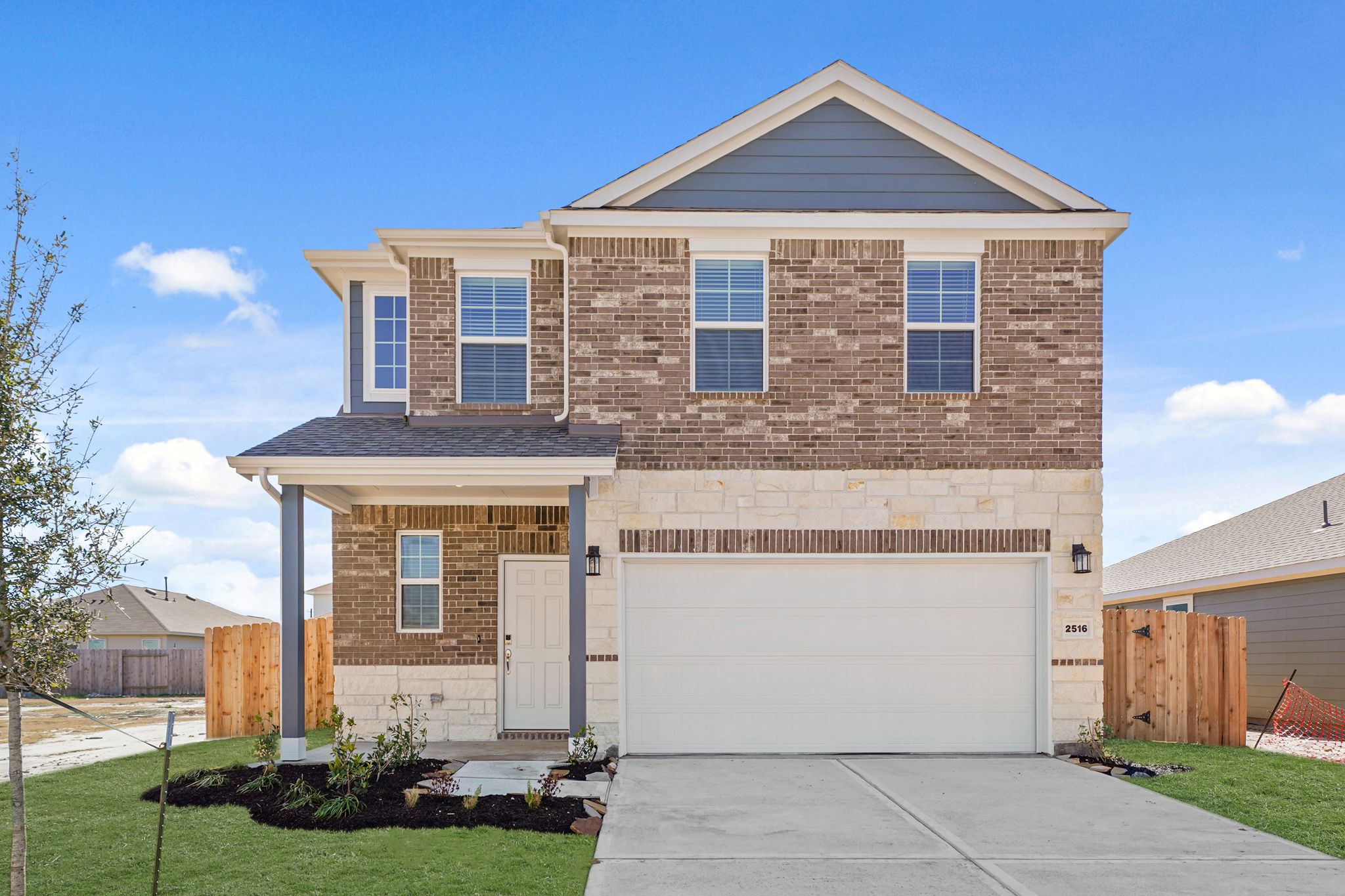 A house with a garage.