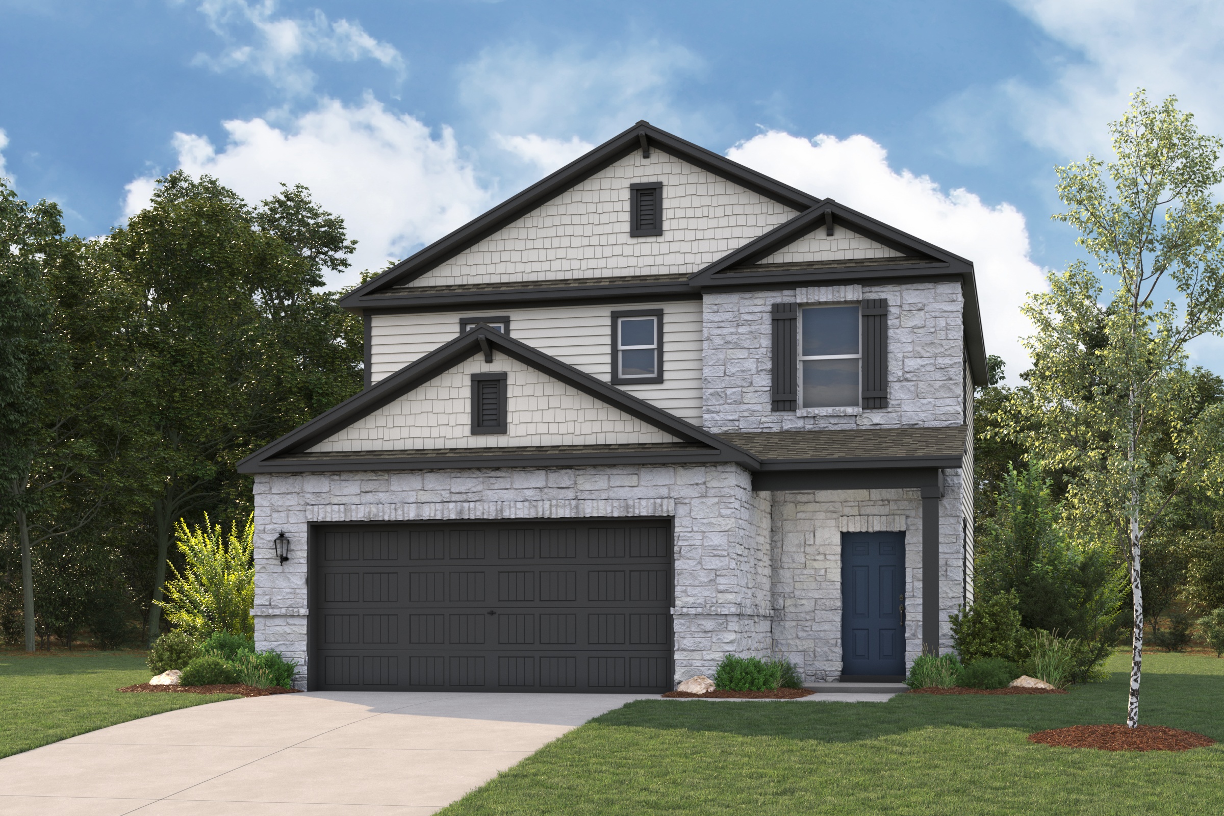 A house with a garage.