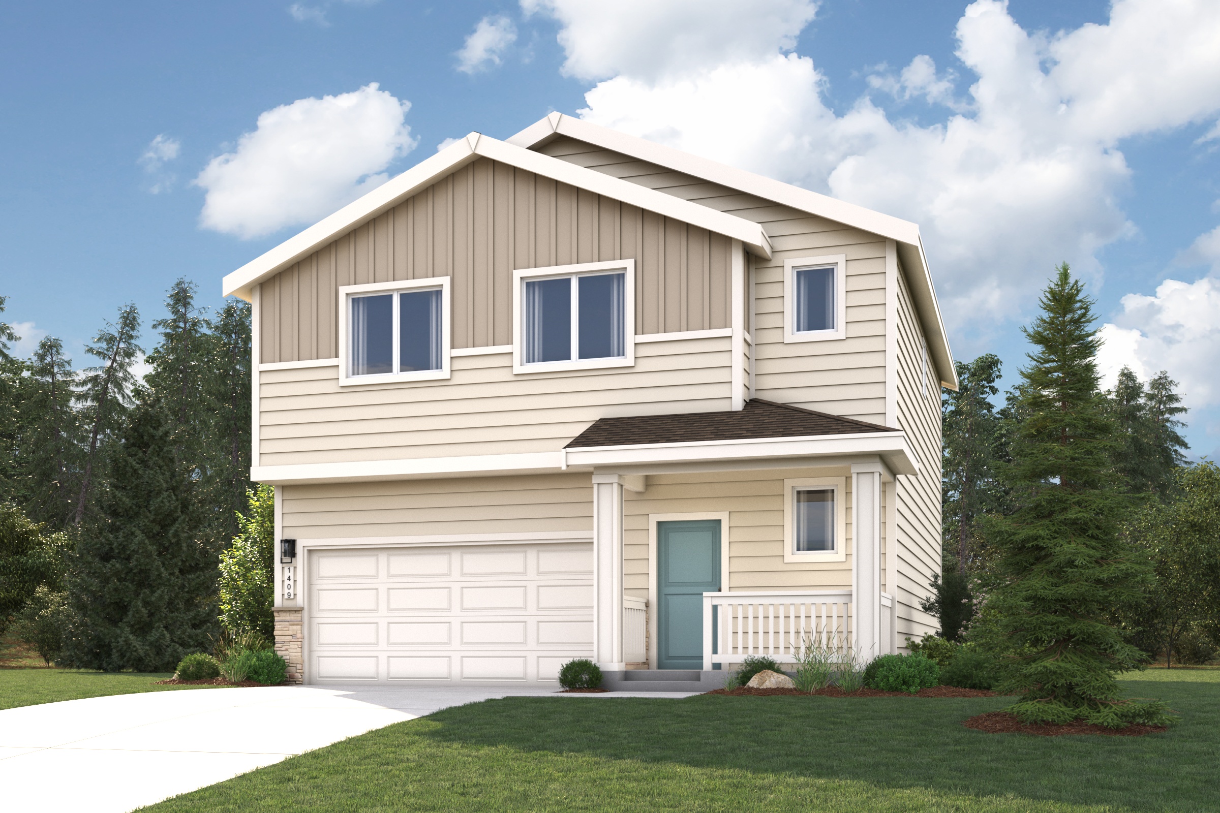 A house with a garage.