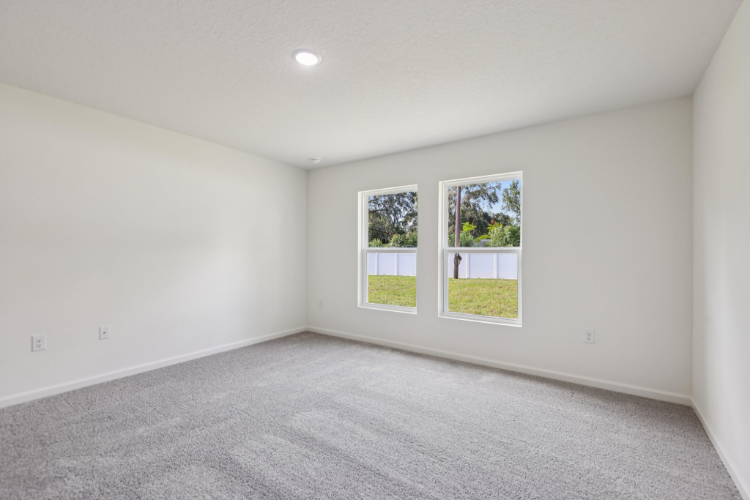 A room with a window and a carpet.