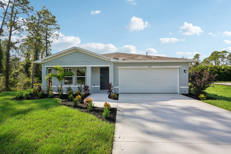 A house with a garage.