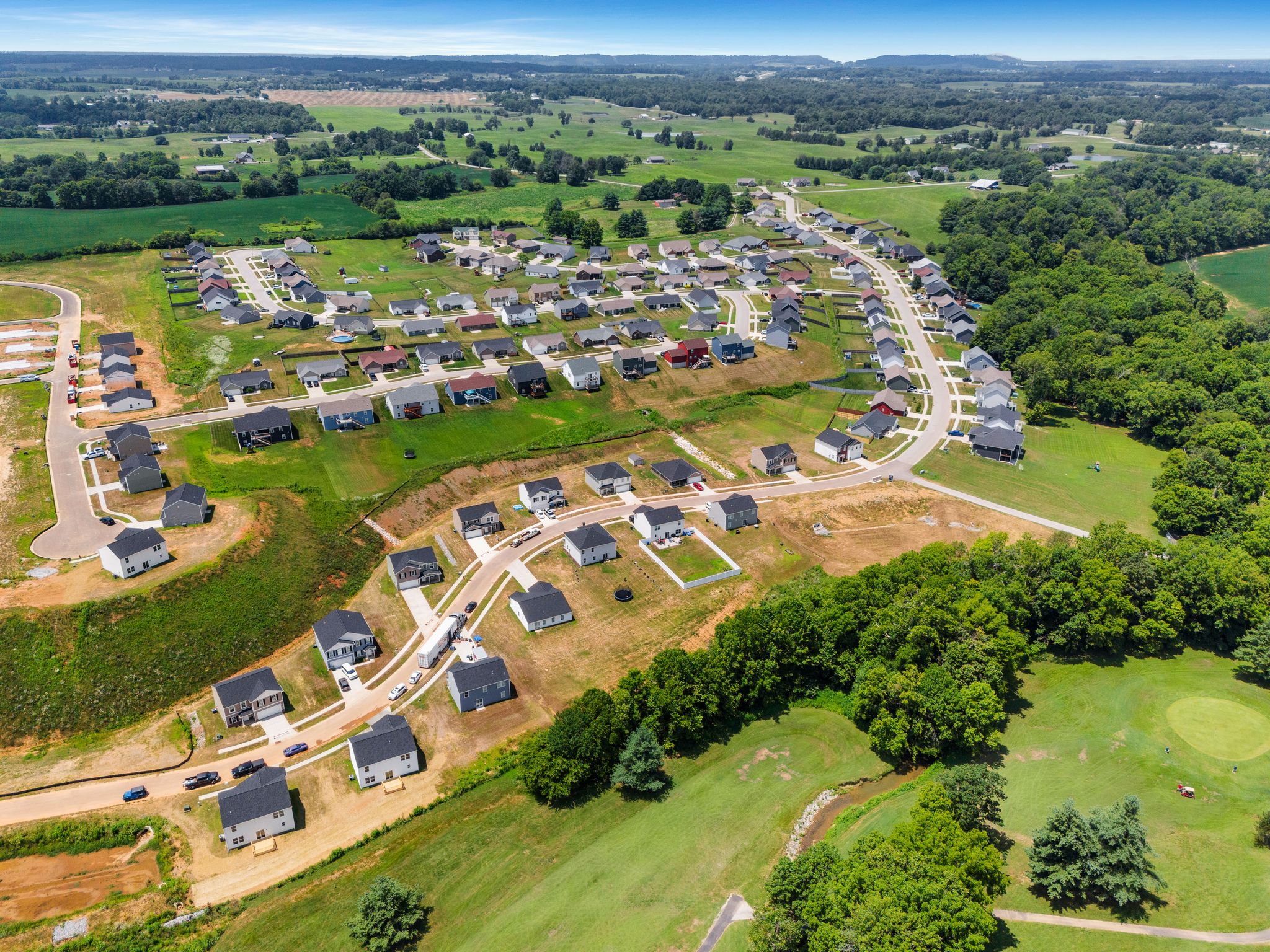 A group of houses in a neighborhood.