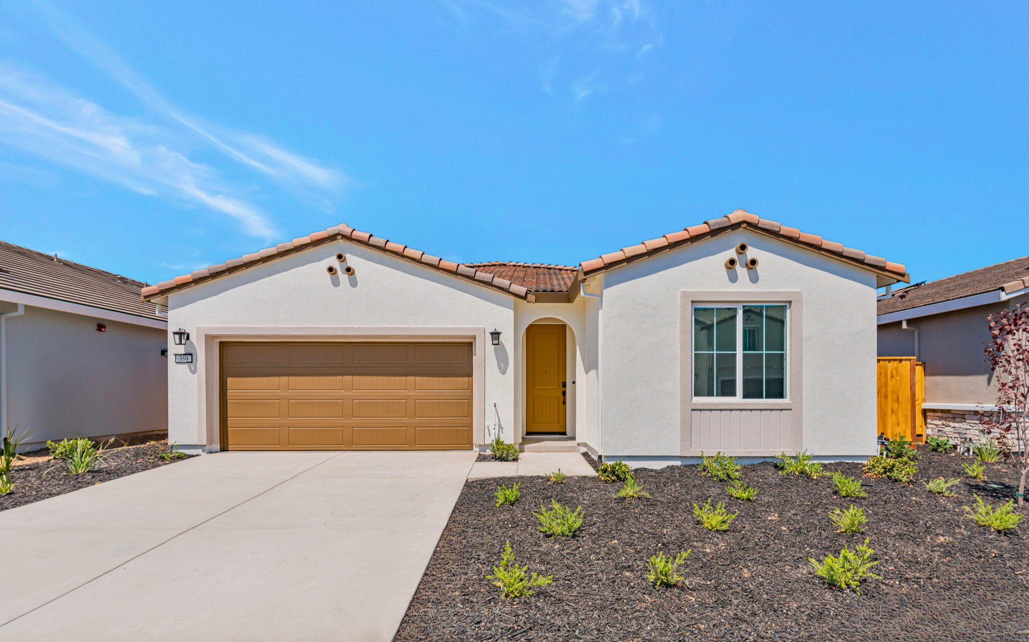 A house with a garage.